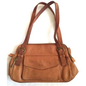 Vintage Tan Leather Fossil Shoulder Bag